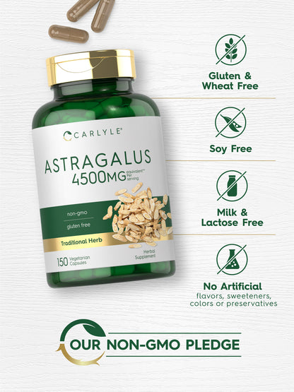 Astragalus Capsules 4500Mg | 150 Count | Vegetarian, Non-Gmo | by Carlyle